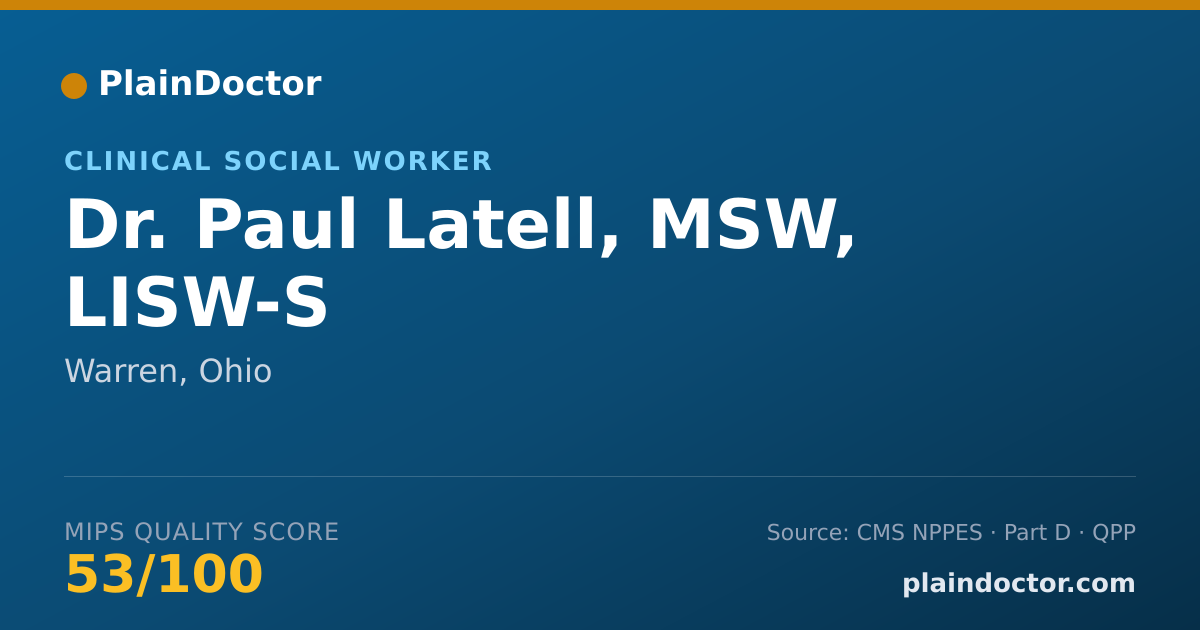 Shareable card for Paul Latell, MSW, LISW-S - Clinical Social Worker, Warren, OH