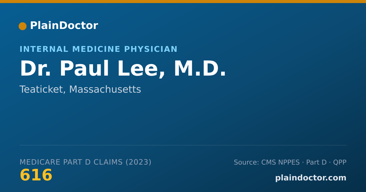 Shareable card for Paul Lee, M.D. - Internal Medicine Physician, Teaticket, MA