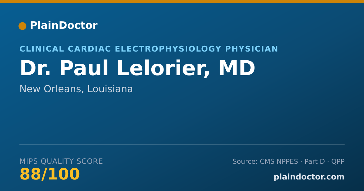 Shareable card for Paul Lelorier, MD - Clinical Cardiac Electrophysiology Physician, New Orleans, LA