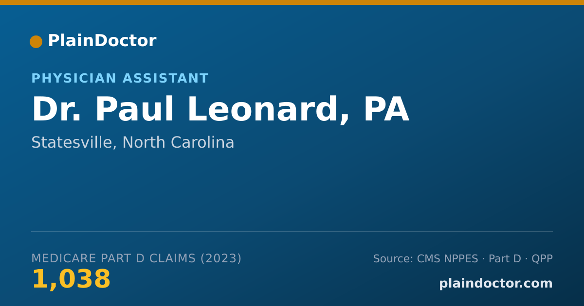 Shareable card for Paul Leonard, PA - Physician Assistant, Statesville, NC