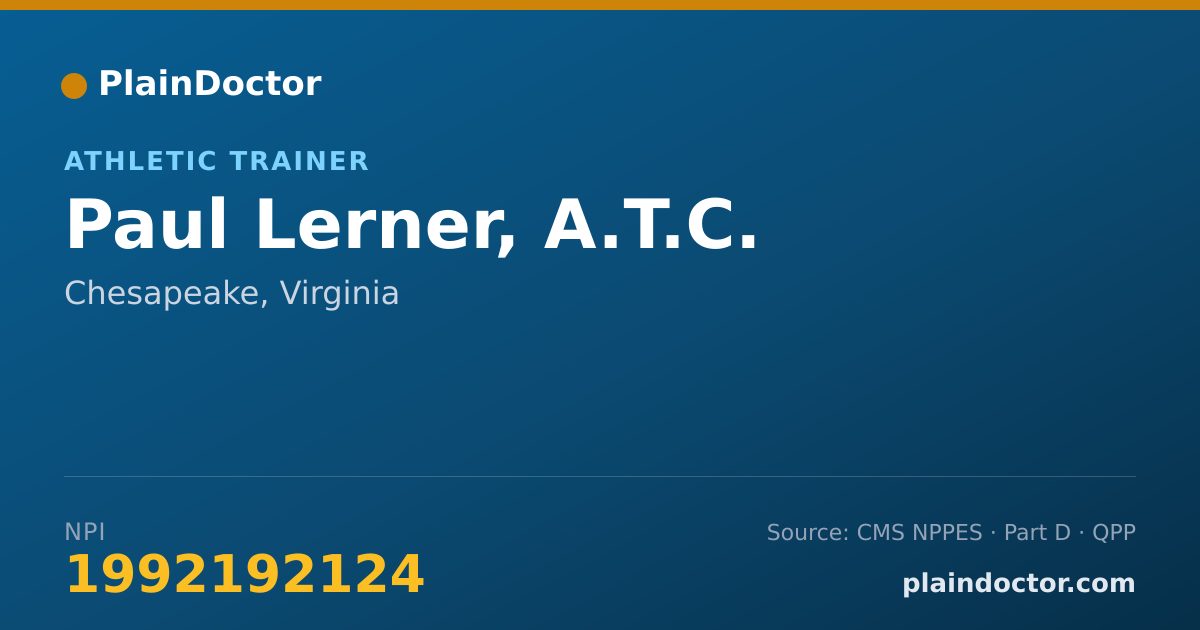 Shareable card for Paul Lerner, A.T.C. - Athletic Trainer, Chesapeake, VA