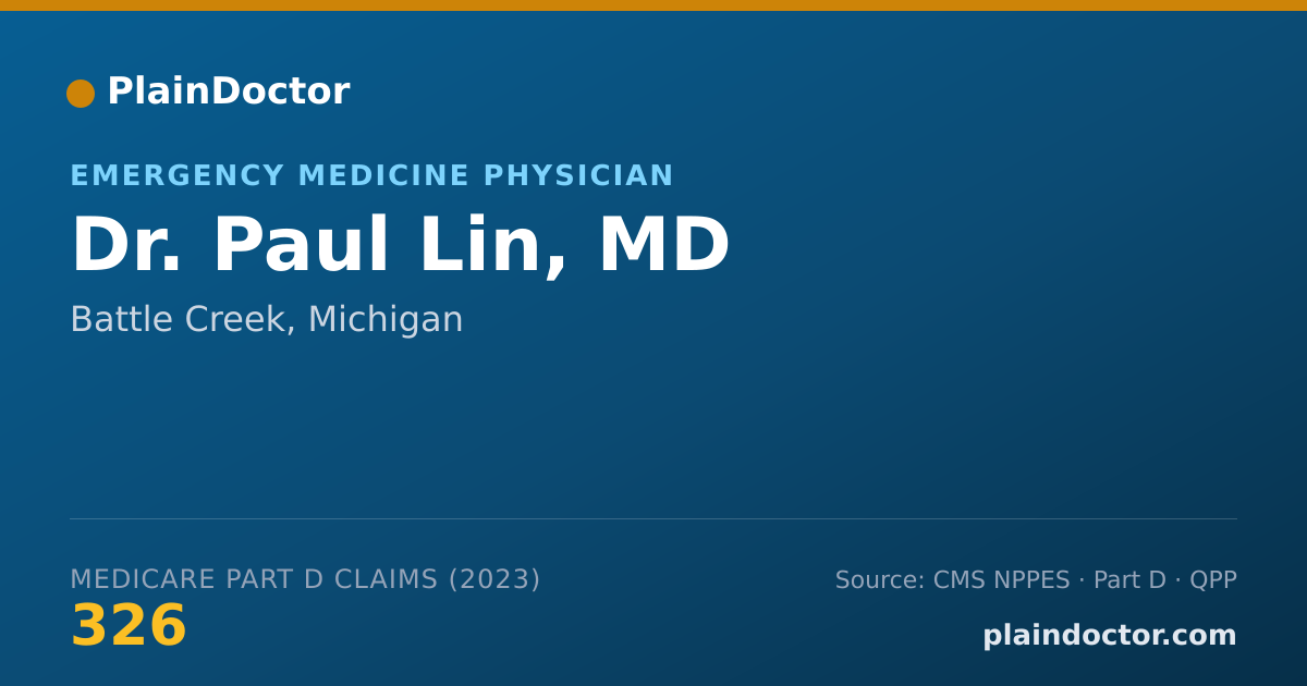 Shareable card for Paul Lin, MD - Emergency Medicine Physician, Battle Creek, MI