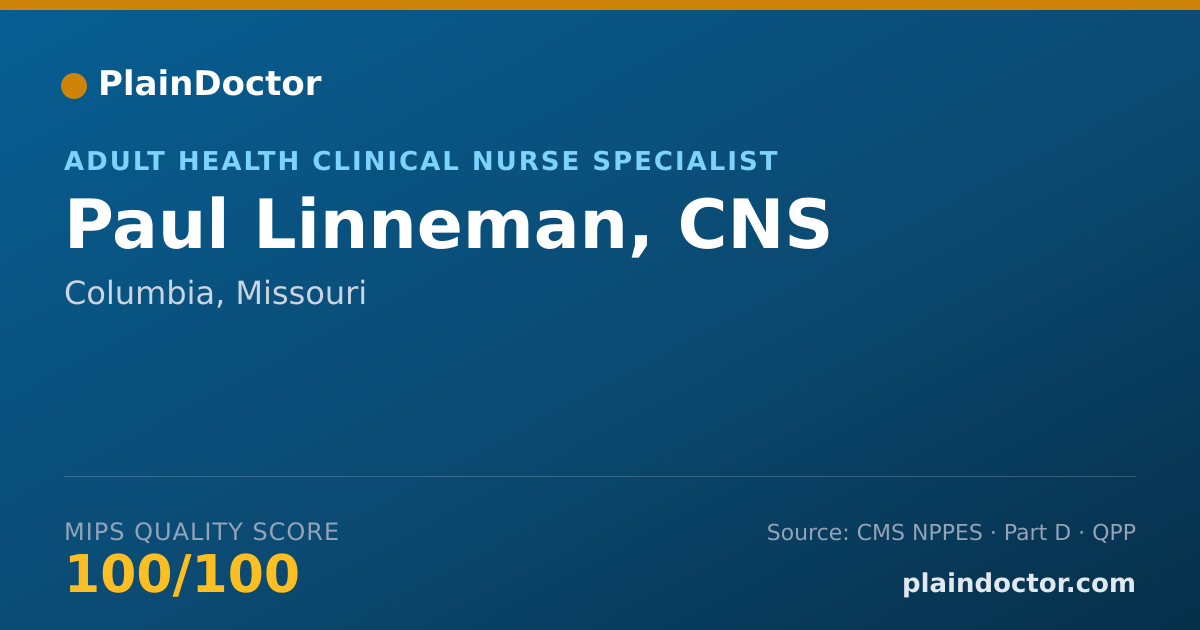 Shareable card for Paul Linneman, CNS - Adult Health Clinical Nurse Specialist, Columbia, MO