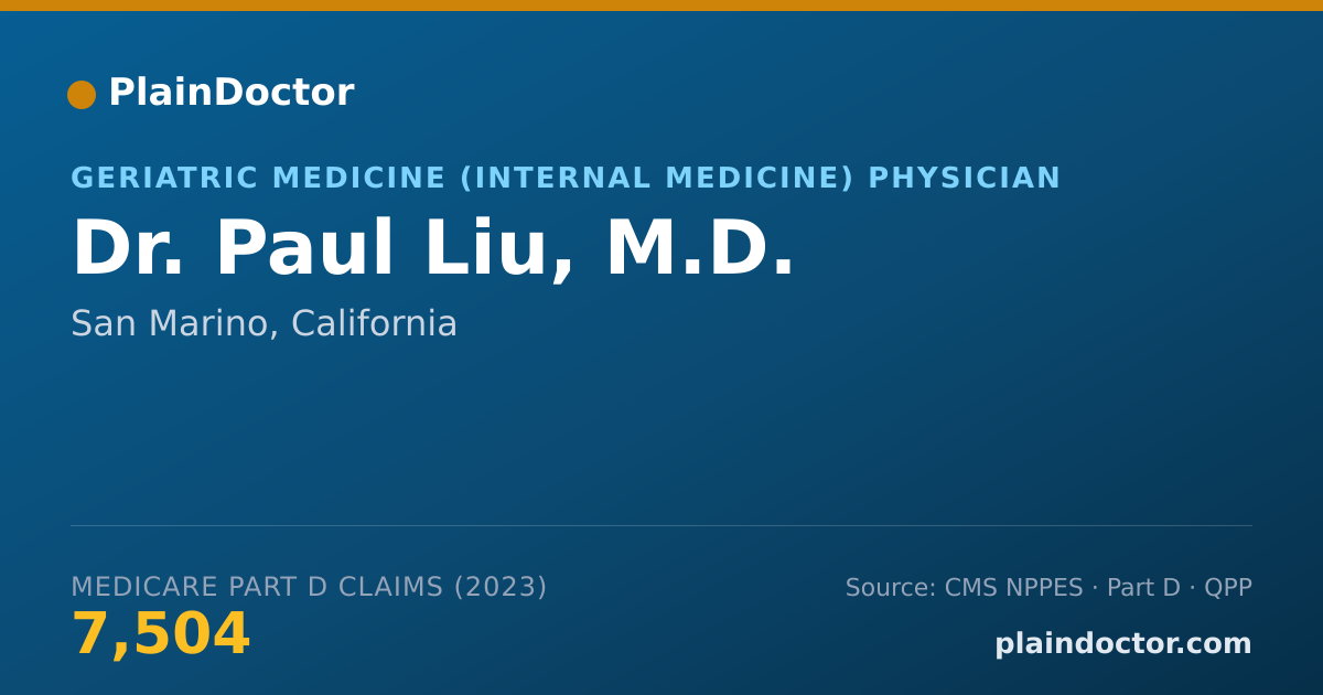 Shareable card for Paul Liu, M.D. - Geriatric Medicine (Internal Medicine) Physician, San Marino, CA