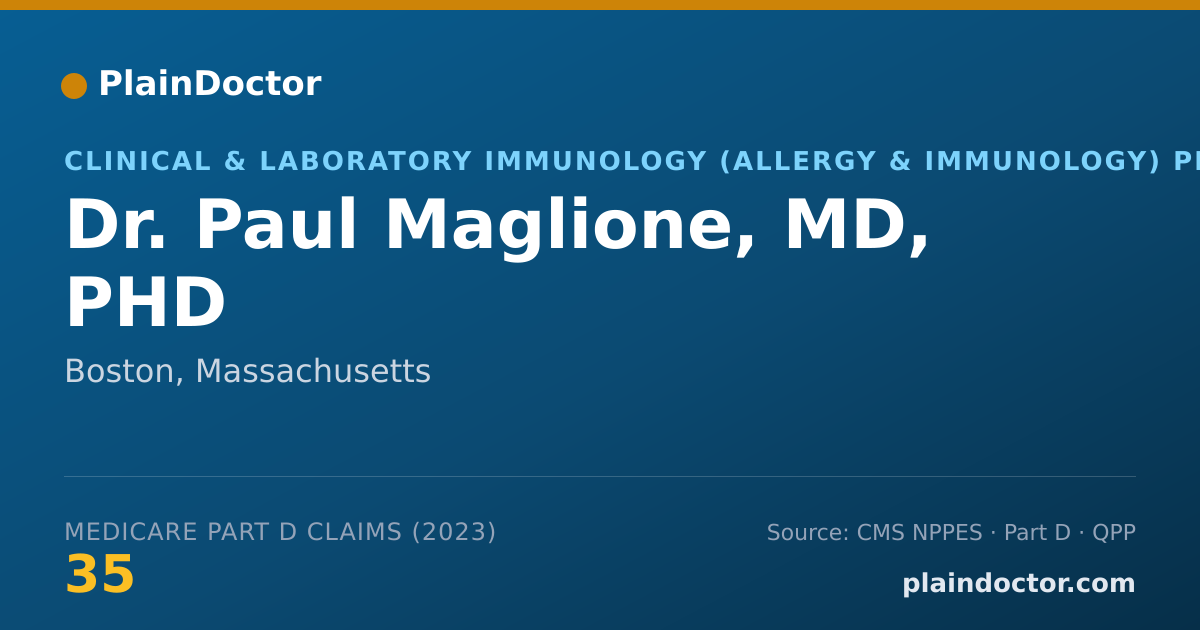 Shareable card for Paul Maglione, MD, PHD - Clinical & Laboratory Immunology (Allergy & Immunology) Physician, Boston, MA