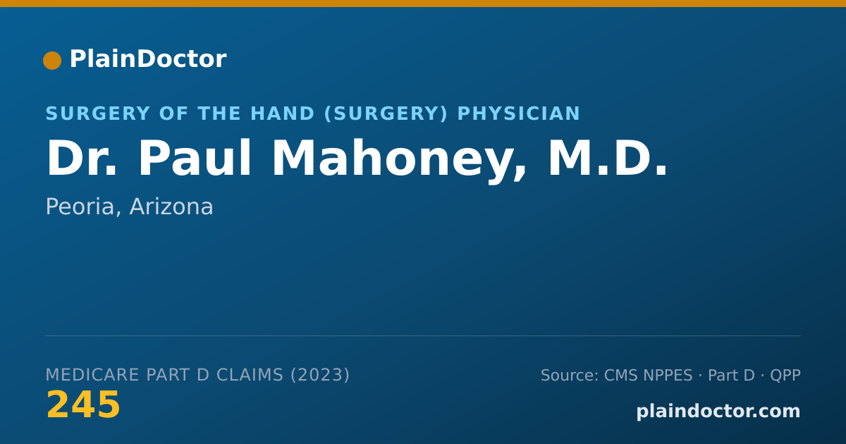 Shareable card for Paul Mahoney, M.D. - Surgery of the Hand (Surgery) Physician, Peoria, AZ