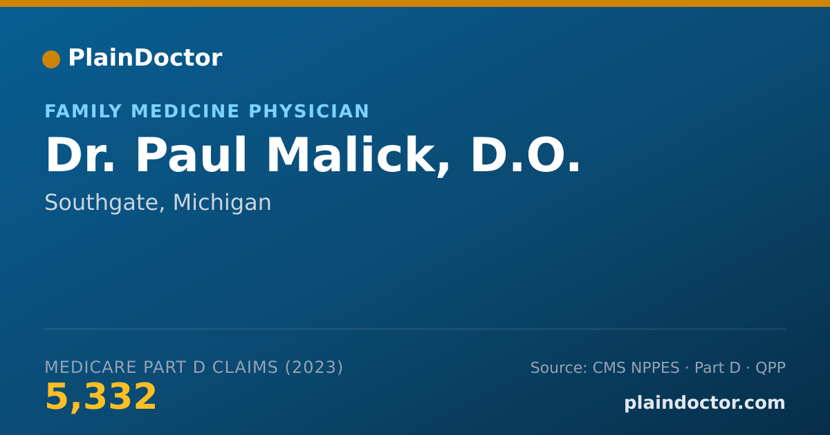 Shareable card for Paul Malick, D.O. - Family Medicine Physician, Southgate, MI