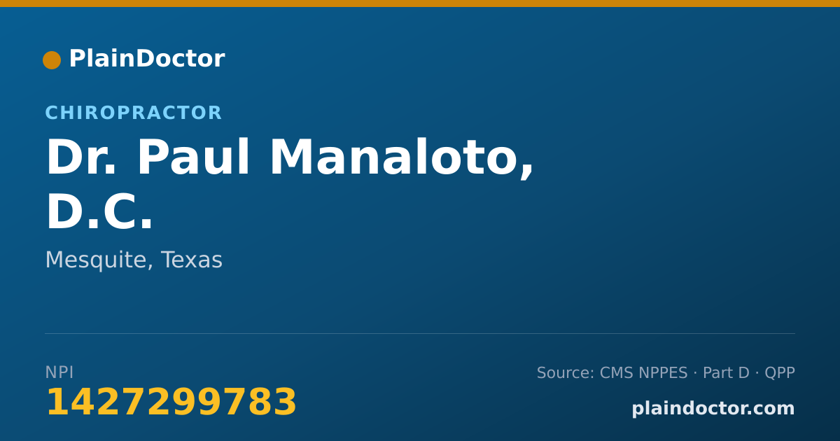 Shareable card for Paul Manaloto, D.C. - Chiropractor, Mesquite, TX
