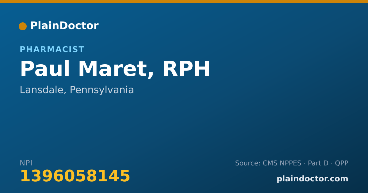 Shareable card for Paul Maret, RPH - Pharmacist, Lansdale, PA