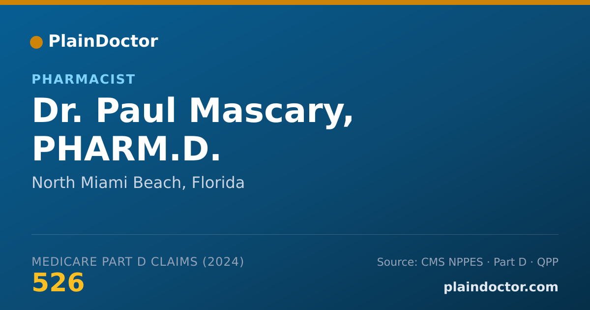 Shareable card for Paul Mascary, PHARM.D. - Pharmacist, North Miami Beach, FL