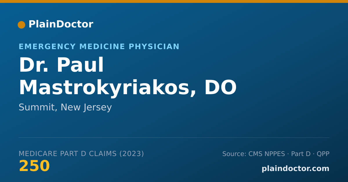 Shareable card for Paul Mastrokyriakos, DO - Emergency Medicine Physician, Summit, NJ