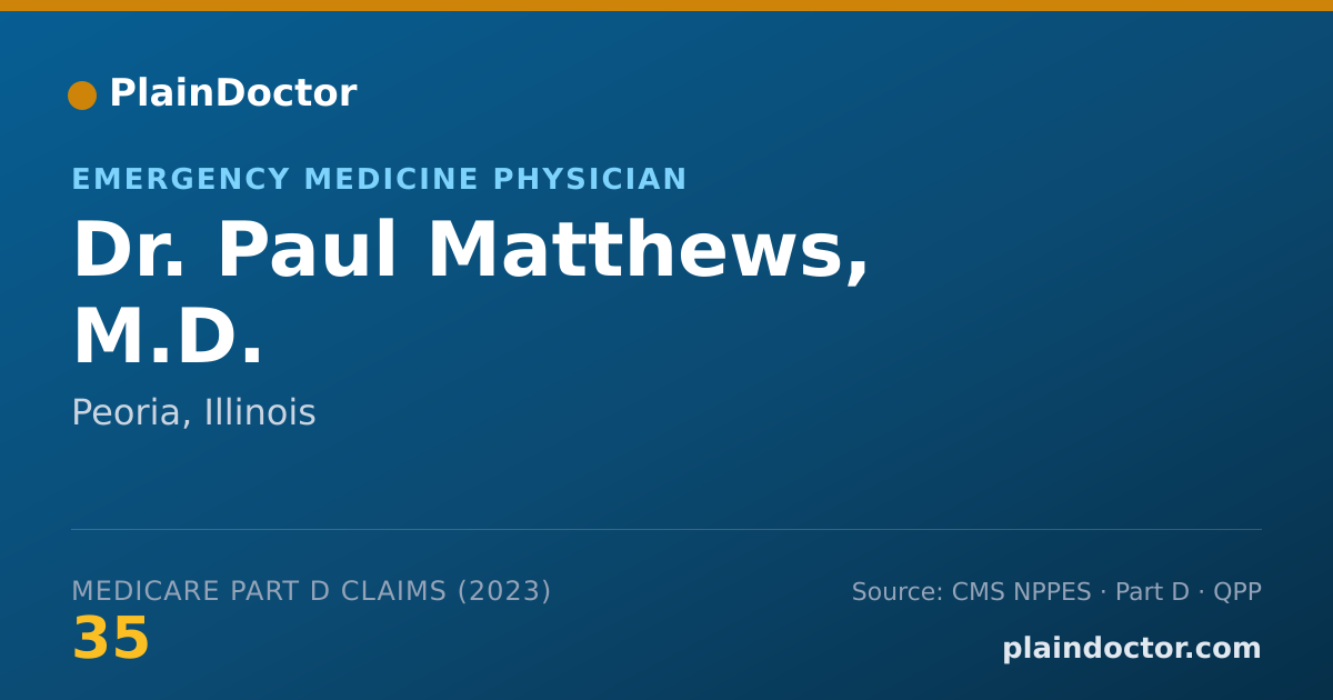 Shareable card for Paul Matthews, M.D. - Emergency Medicine Physician, Peoria, IL