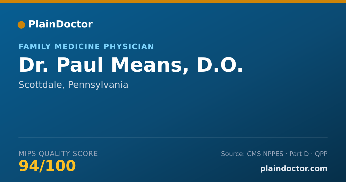 Shareable card for Paul Means, D.O. - Family Medicine Physician, Scottdale, PA