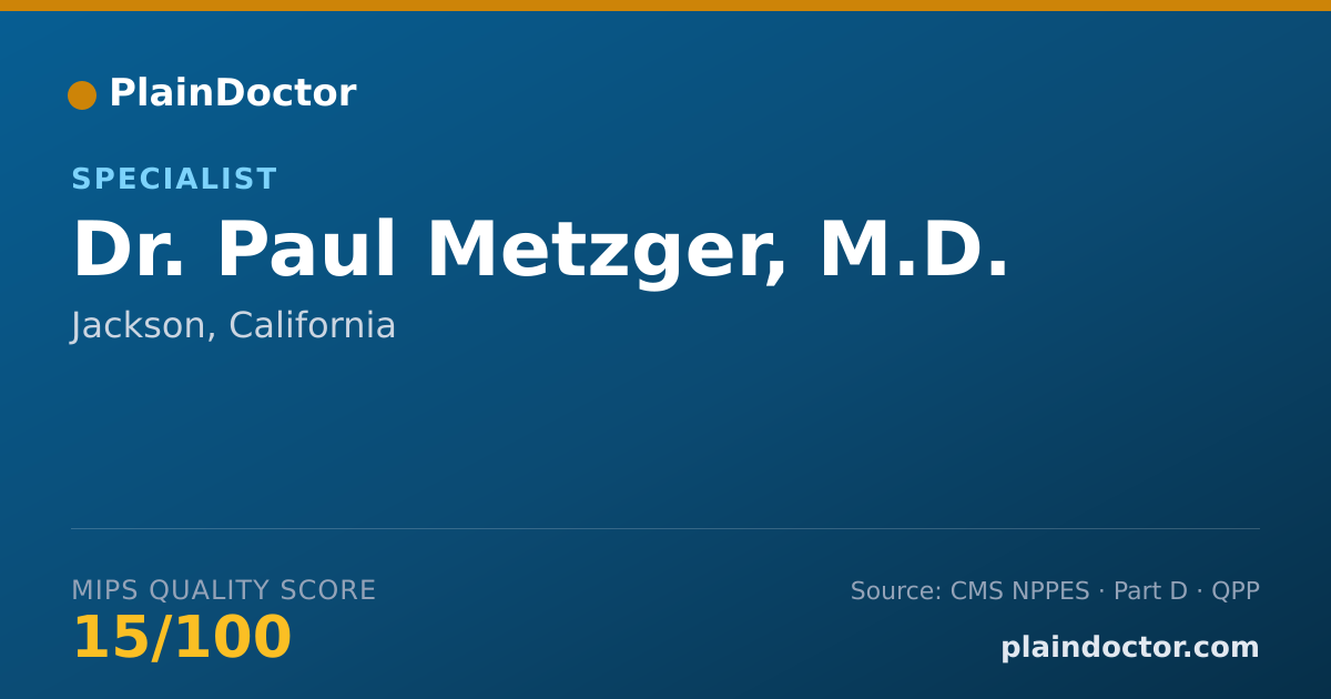 Shareable card for Paul Metzger, M.D. - Specialist, Jackson, CA