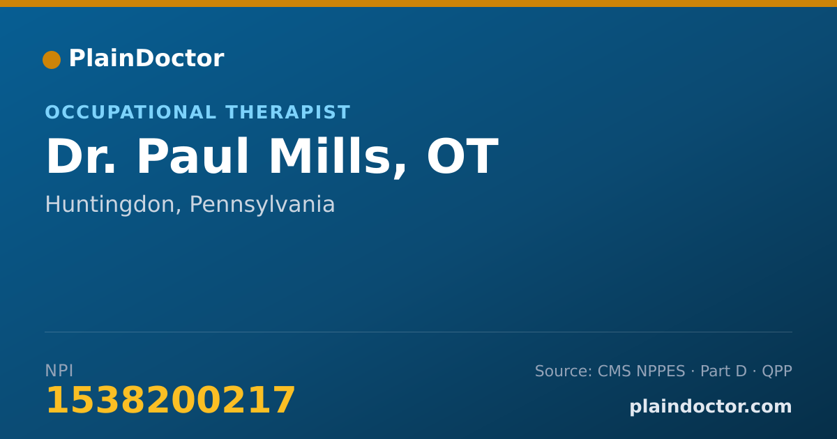 Shareable card for Paul Mills, OT - Occupational Therapist, Huntingdon, PA