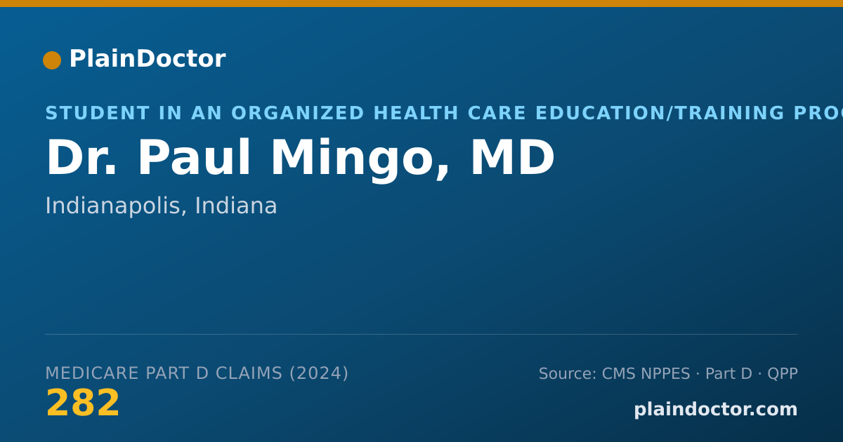 Shareable card for Paul Mingo, MD - Student in an Organized Health Care Education/Training Program, Indianapolis, IN