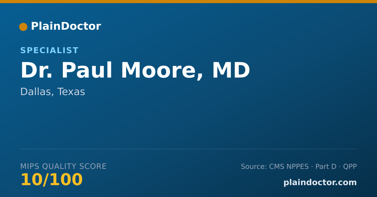 Shareable card for Paul Moore, MD - Specialist, Dallas, TX