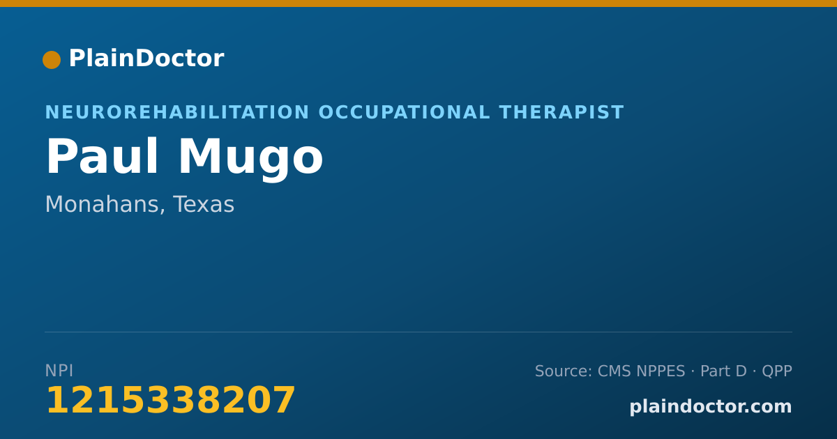 Shareable card for Paul Mugo - Neurorehabilitation Occupational Therapist, Monahans, TX