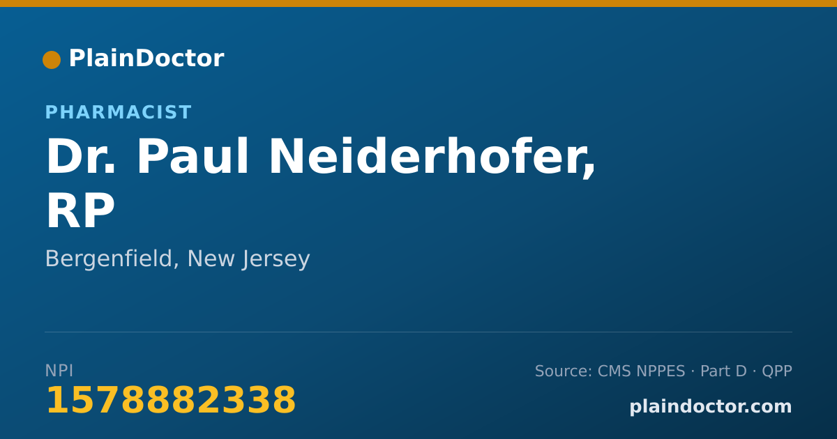 Shareable card for Paul Neiderhofer, RP - Pharmacist, Bergenfield, NJ