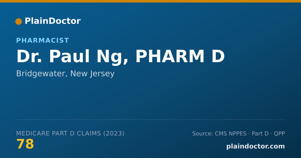 Shareable card for Paul Ng, PHARM D - Pharmacist, Bridgewater, NJ