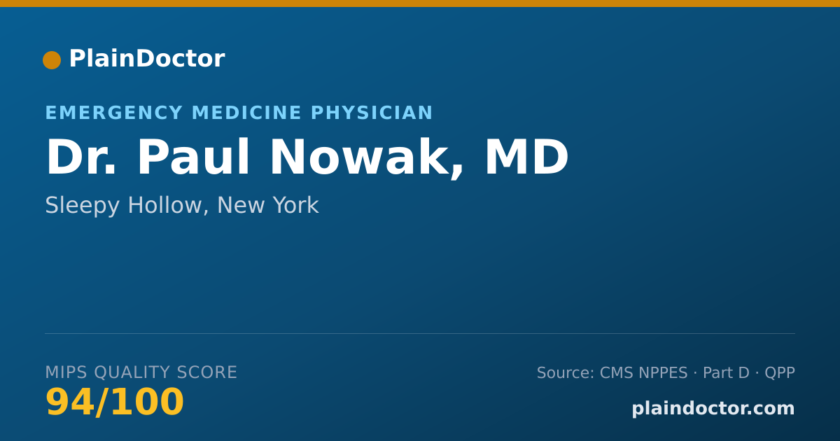 Shareable card for Paul Nowak, MD - Emergency Medicine Physician, Sleepy Hollow, NY