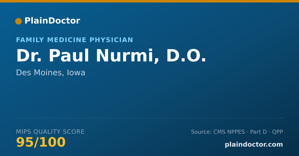 Shareable card for Paul Nurmi, D.O. - Family Medicine Physician, Des Moines, IA