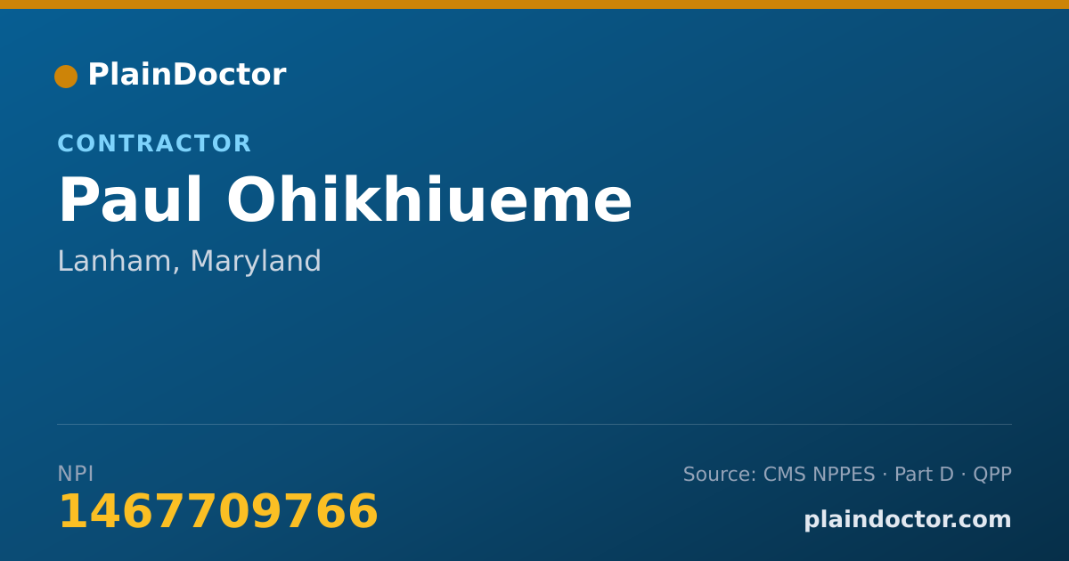 Shareable card for Paul Ohikhiueme - Contractor, Lanham, MD