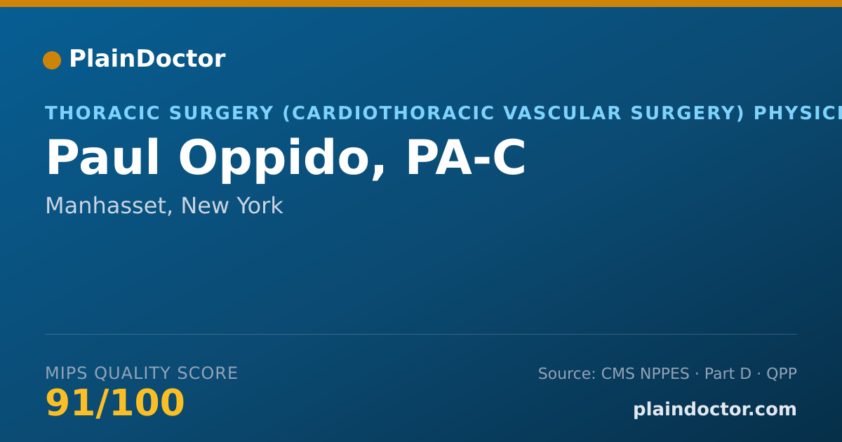 Shareable card for Paul Oppido, PA-C - Thoracic Surgery (Cardiothoracic Vascular Surgery) Physician, Manhasset, NY