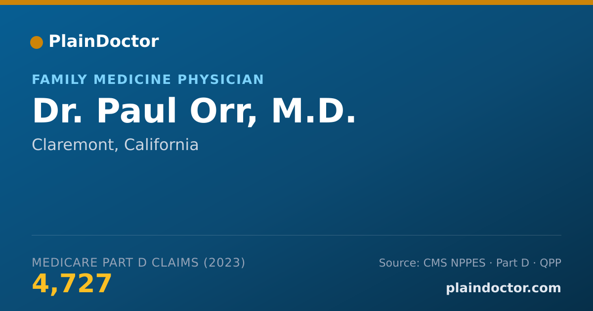 Shareable card for Paul Orr, M.D. - Family Medicine Physician, Claremont, CA