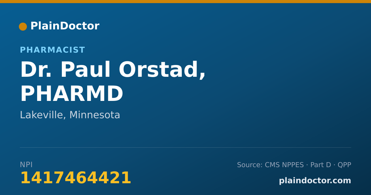Shareable card for Paul Orstad, PHARMD - Pharmacist, Lakeville, MN