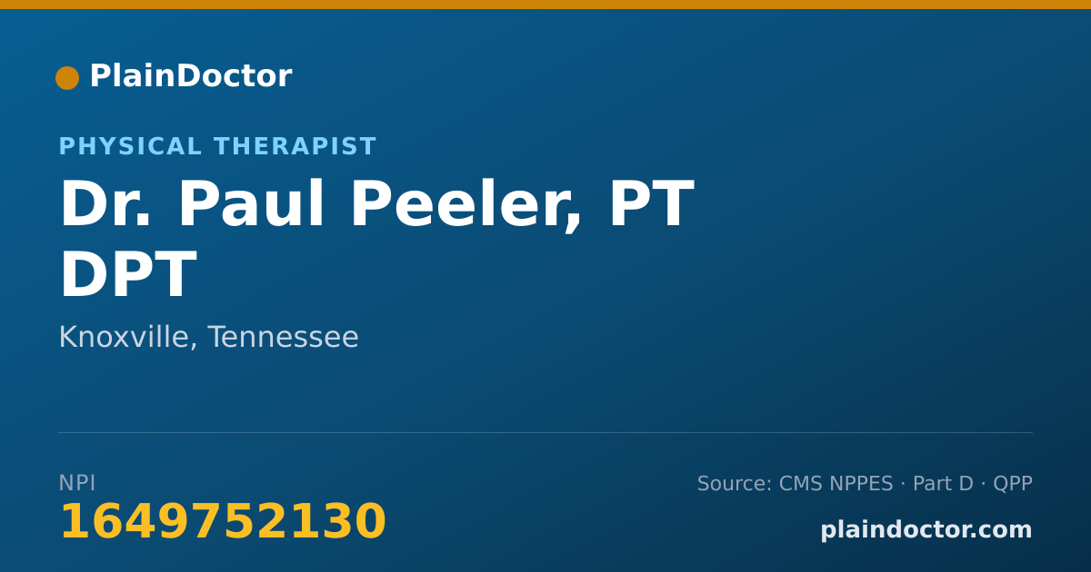 Shareable card for Paul Peeler, PT DPT - Physical Therapist, Knoxville, TN