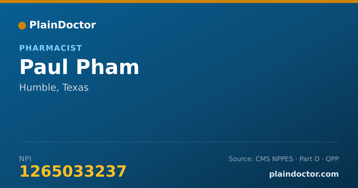 Shareable card for Paul Pham - Pharmacist, Humble, TX