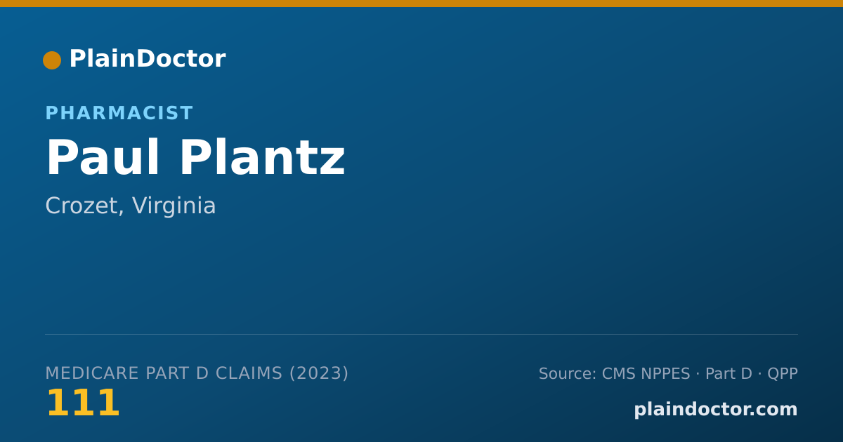Shareable card for Paul Plantz - Pharmacist, Crozet, VA