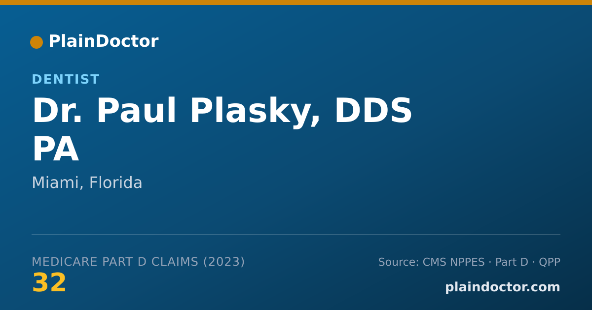 Shareable card for Paul Plasky, DDS PA - Dentist, Miami, FL
