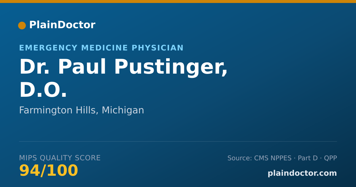 Shareable card for Paul Pustinger, D.O. - Emergency Medicine Physician, Farmington Hills, MI