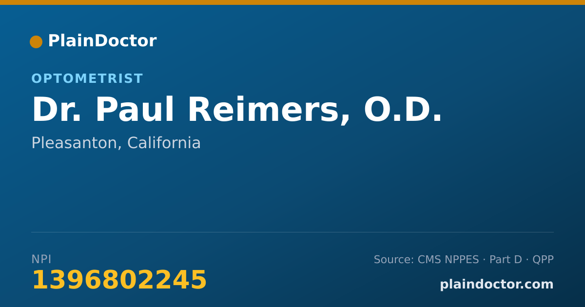 Shareable card for Paul Reimers, O.D. - Optometrist, Pleasanton, CA