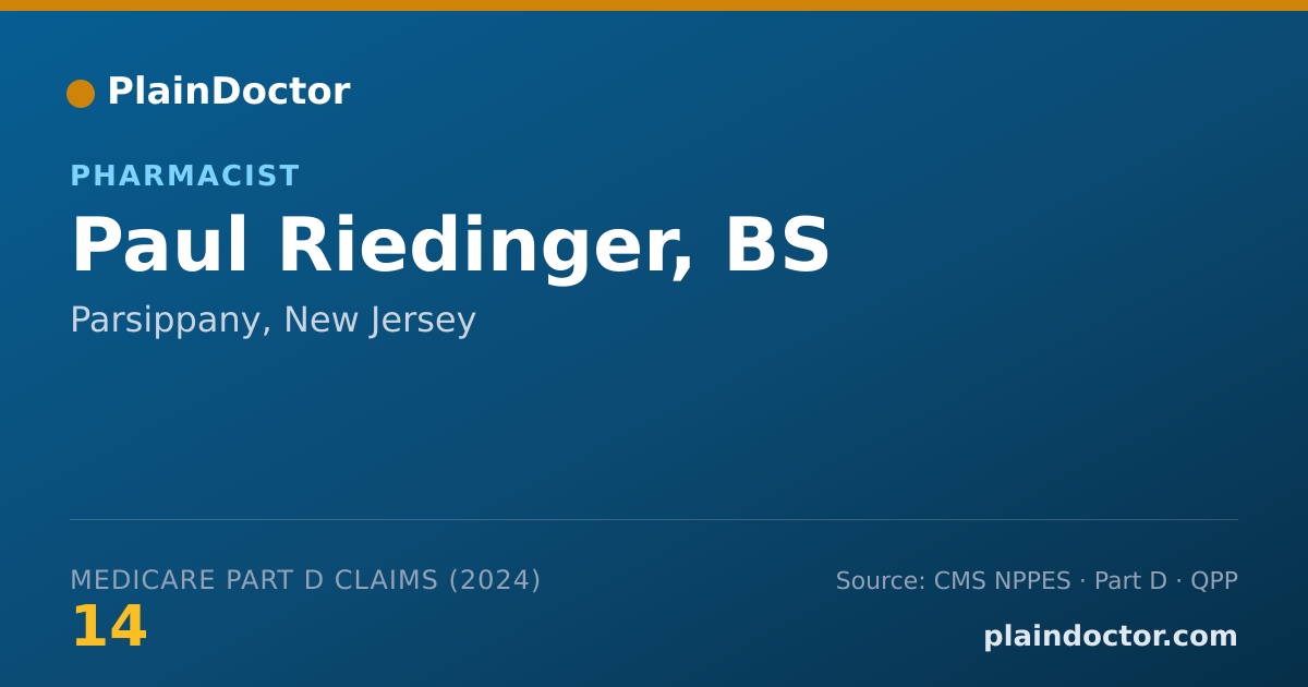 Shareable card for Paul Riedinger, BS - Pharmacist, Parsippany, NJ