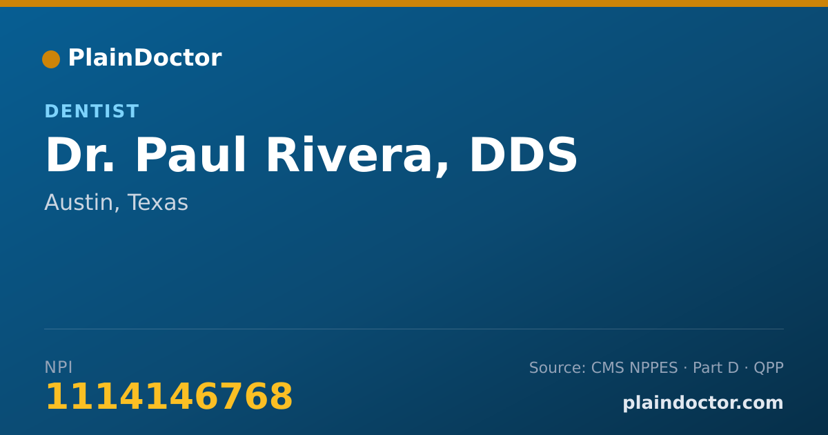 Shareable card for Paul Rivera, DDS - Dentist, Austin, TX