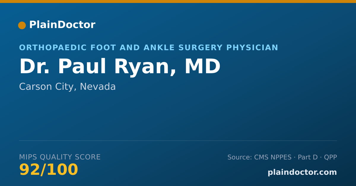 Shareable card for Paul Ryan, MD - Orthopaedic Foot and Ankle Surgery Physician, Carson City, NV