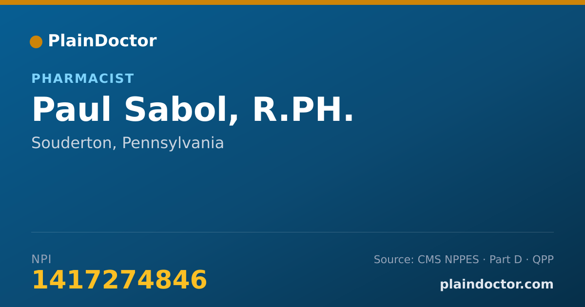 Shareable card for Paul Sabol, R.PH. - Pharmacist, Souderton, PA