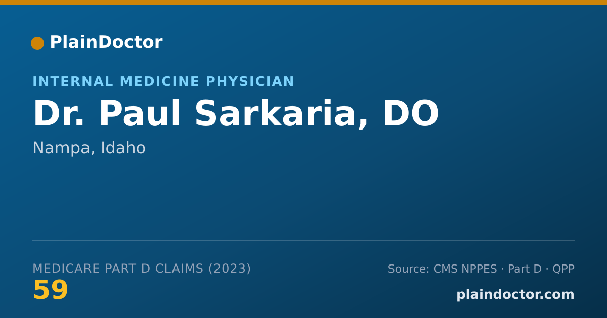 Shareable card for Paul Sarkaria, DO - Internal Medicine Physician, Nampa, ID