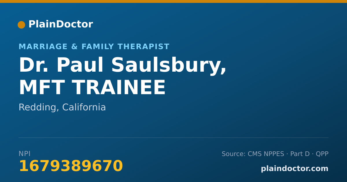 Shareable card for Paul Saulsbury, MFT TRAINEE - Marriage & Family Therapist, Redding, CA
