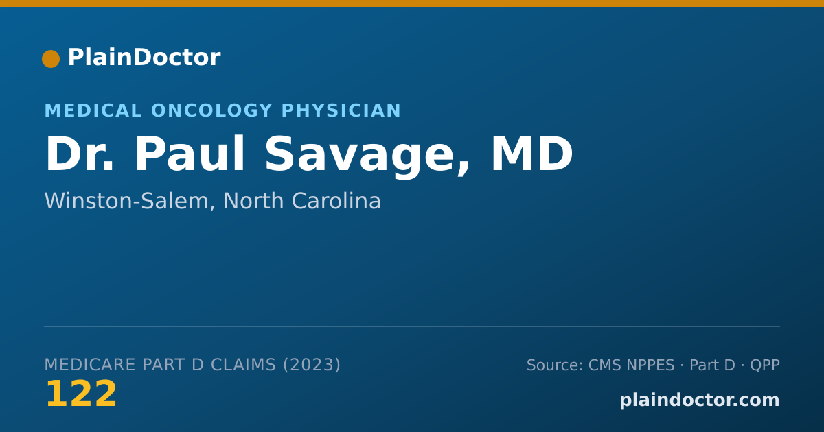 Shareable card for Paul Savage, MD - Medical Oncology Physician, Winston-Salem, NC