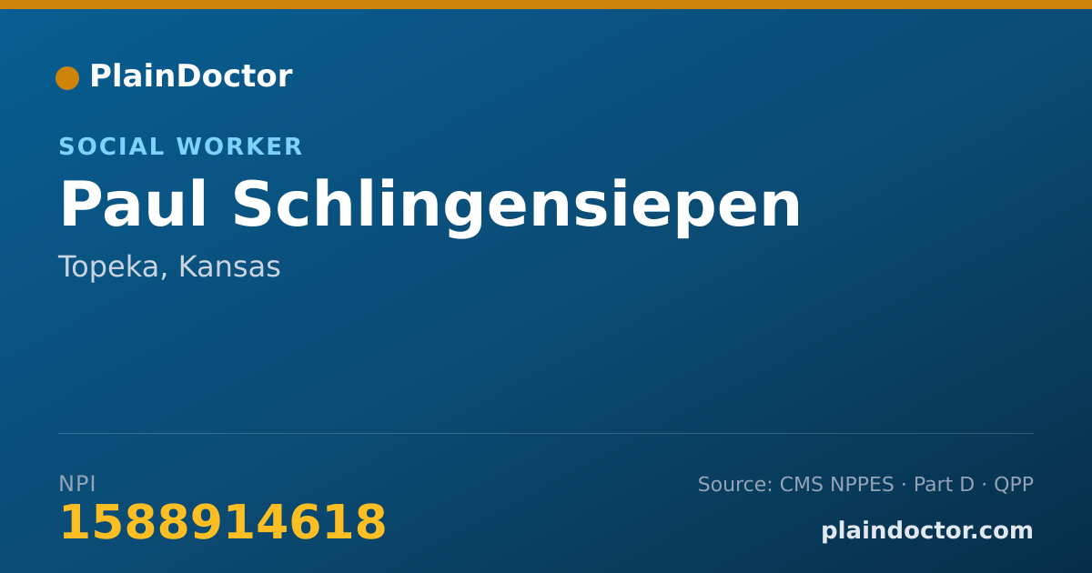 Shareable card for Paul Schlingensiepen - Social Worker, Topeka, KS