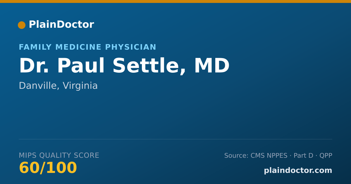 Shareable card for Paul Settle, MD - Family Medicine Physician, Danville, VA