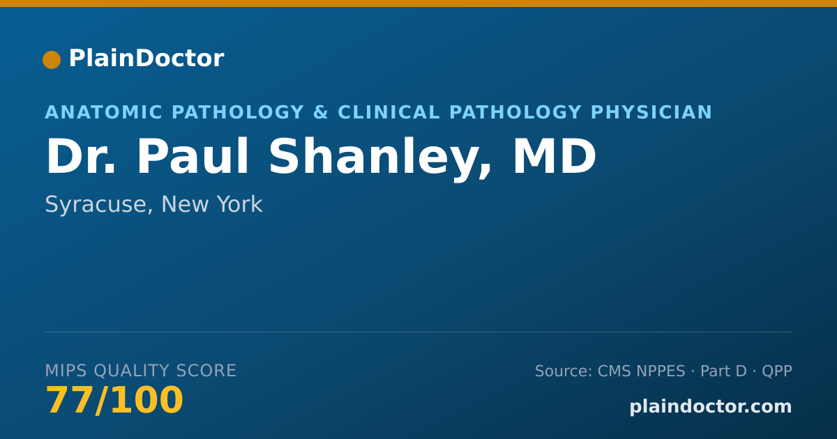Shareable card for Paul Shanley, MD - Anatomic Pathology & Clinical Pathology Physician, Syracuse, NY