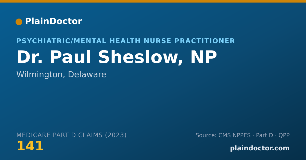 Shareable card for Paul Sheslow, NP - Psychiatric/Mental Health Nurse Practitioner, Wilmington, DE