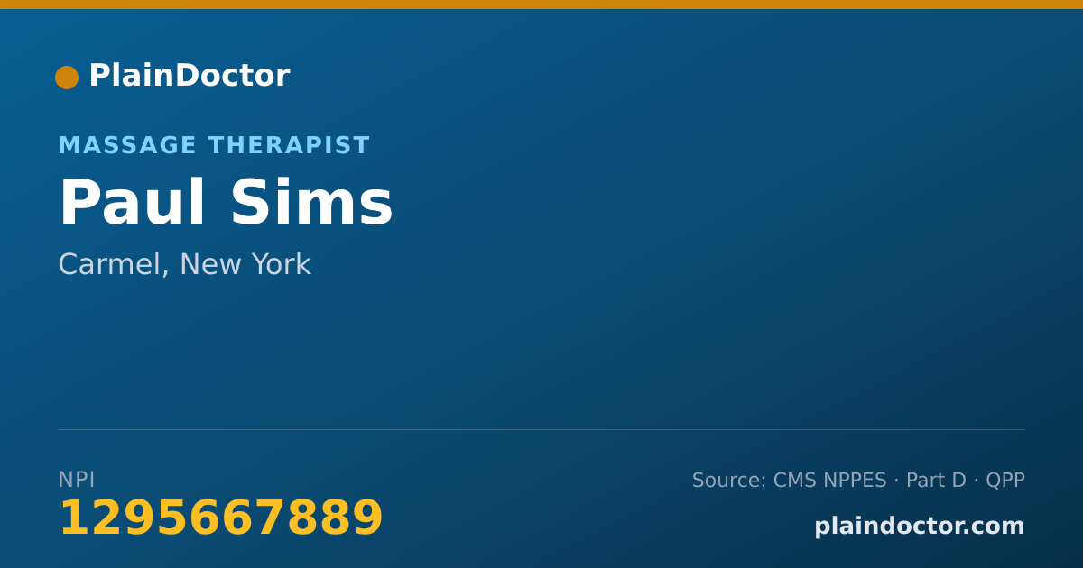 Shareable card for Paul Sims - Massage Therapist, Carmel, NY