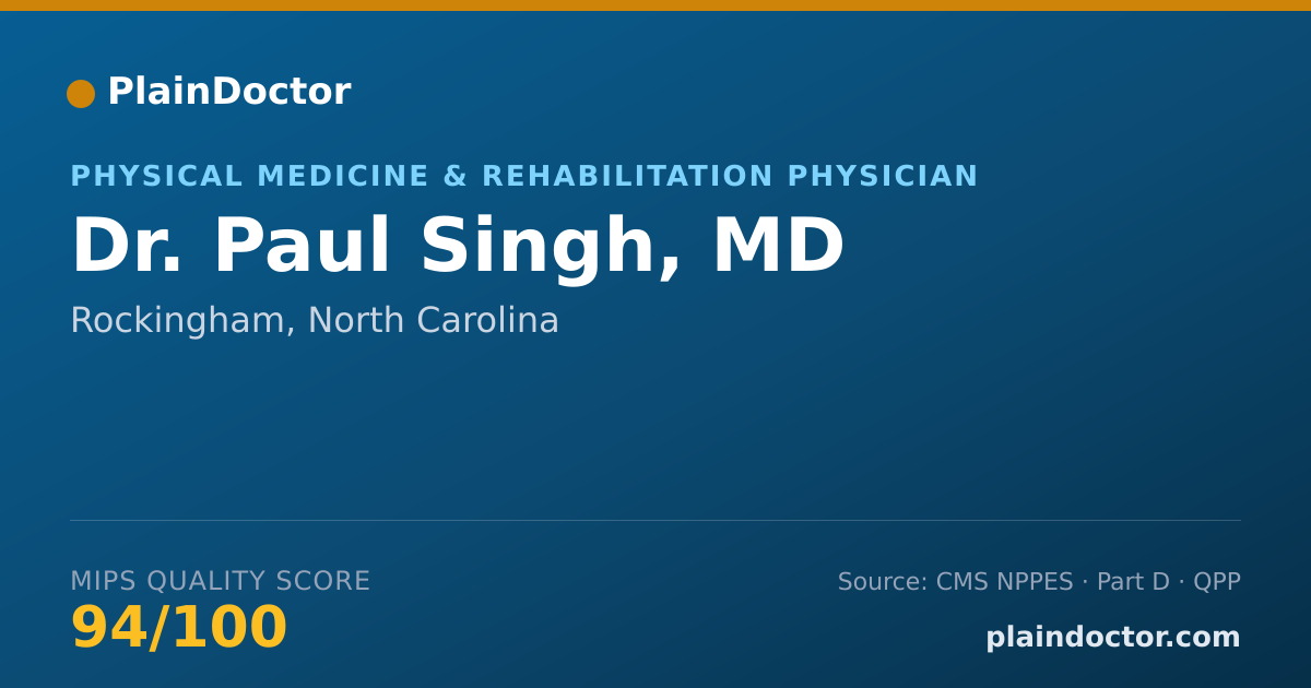 Shareable card for Paul Singh, MD - Physical Medicine & Rehabilitation Physician, Rockingham, NC