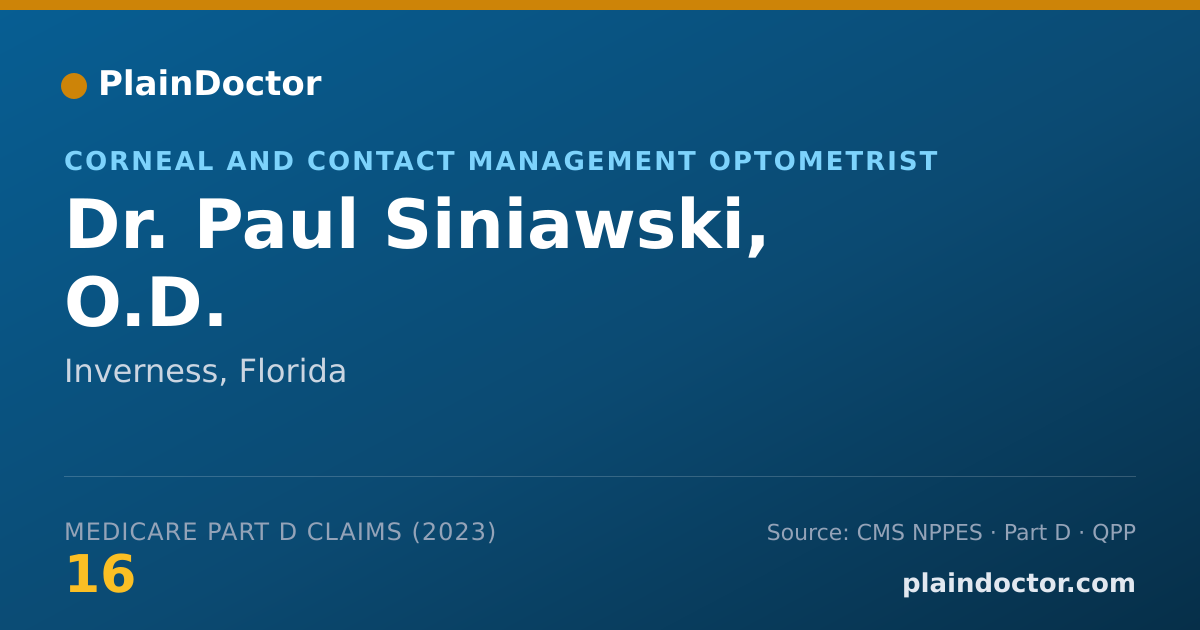Shareable card for Paul Siniawski, O.D. - Corneal and Contact Management Optometrist, Inverness, FL